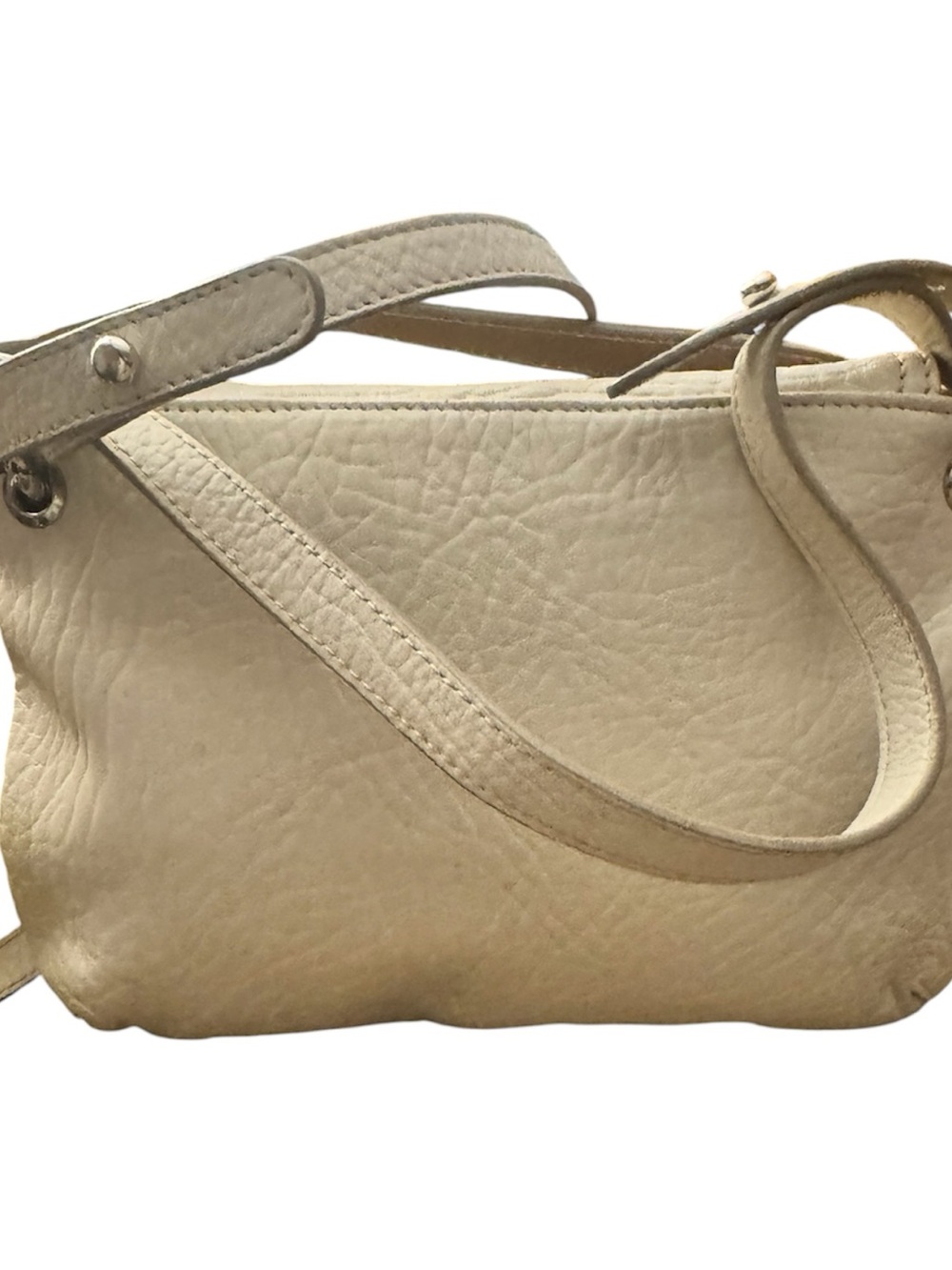 Furla ~ 3 way Cream and Tan Leather Crossbody Bag with Silver Twist lock - Picture 2 of 3